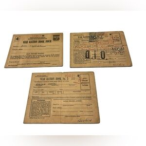 Set of 3 WW2 Ration Books